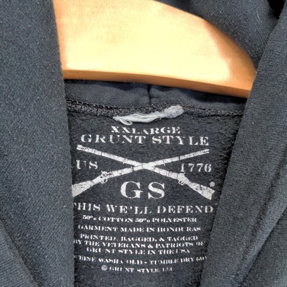 Grunt Style Men's Pullover Hoodie Black Size XXL Military Patriotic Graphic - Picture 10 of 13
